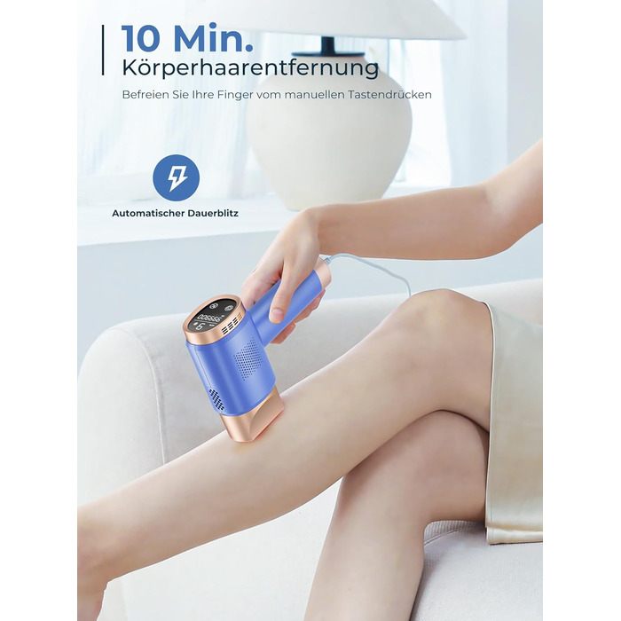 Пристрій для епіляції IPL з охолодженням 8°C, 9 рівнів, 600 нм червоне світло, LCD-екран, для жінок та чоловіків, обличчя, руки, бікіні-зона, тіло