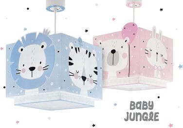 Dalber Kids Lamp Pendant Light Hanging Lamp Baby Jungle Animals Jungle Animals, Plastic, Blue