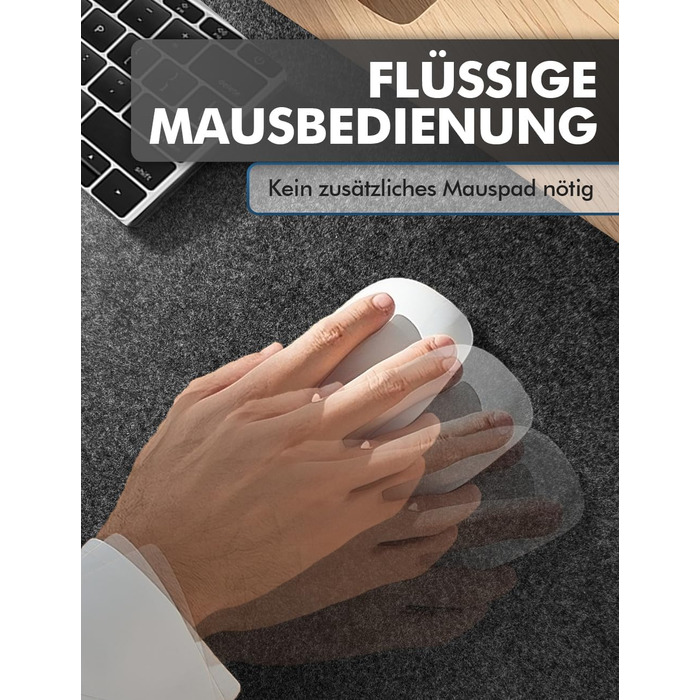 Підкладка для столу з фетру, 100x40 см, антиковзаюча, захист для офісу та дому (темно-сірий)