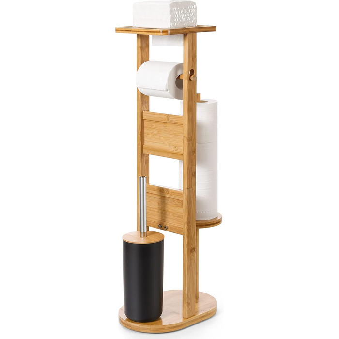 Набір для ванної кімнати Yorbay з бамбука: тримач туалетного паперу, тримач для щітки та підставка для смартфона