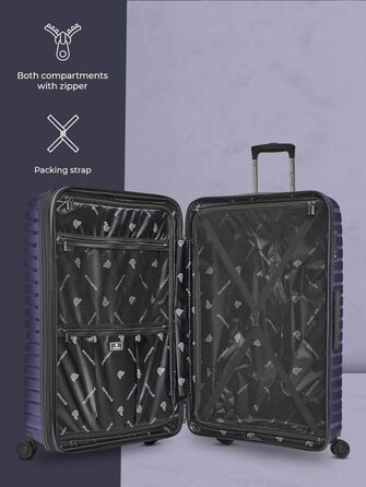 Чохол-валіза на колесах, середній, 45 x 25 x 66 см, розширюється до 75 літрів, з поліпропілену, 4 колеса, TSA-замок, Collection 04 (фіолетовий металік), набір (3 шт.) розширюваний
