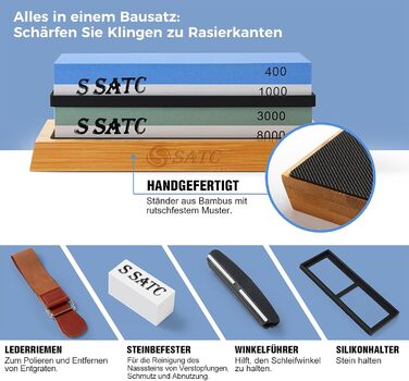 Набір для заточування ножів S SATC Premium 8 в 1 (400/1000/3000/8000 зернистість) для кухонних ножів