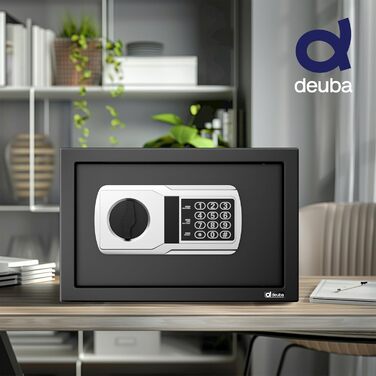 Сейф меблевий Deuba Tresor 31x20x20 см з кодовим замком, LED підсвіткою та ключем - чорний