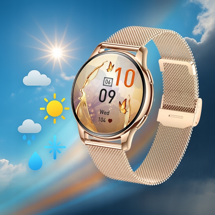 Смарт-годинник Emavo для жінок, золотий, у комплекті з 5 ремінцями