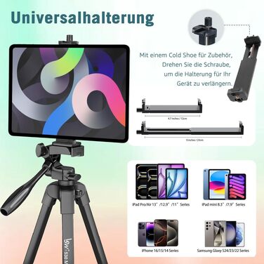Штатив-трипод Lusweimi 166 см для iPad Pro, iPhone та планшетів з пультом ДК та сумкою, універсальний штатив для веб-камери, відеозапису та влогів