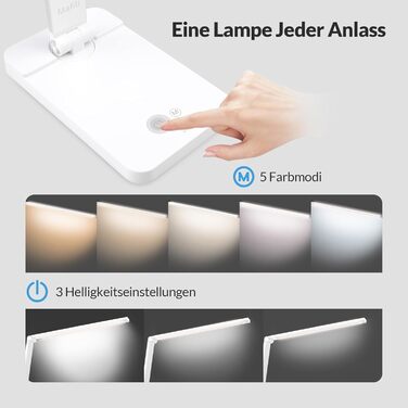 LED лампа настільна диммерна, 5 кольорів та 3 рівні яскравості, для читання, дітей, офісу, USB-порт, чорна (MT-856)