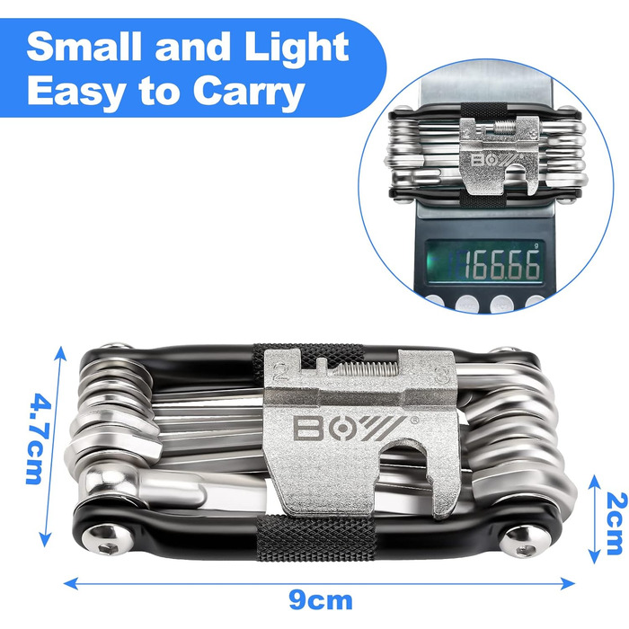 Мультитул для велосипеда 17 в 1: набір інструментів для ремонту велосипеда, знімач ланцюга, шестигранники, ключ для спиць. Підходить для шосейних та гірських велосипедів