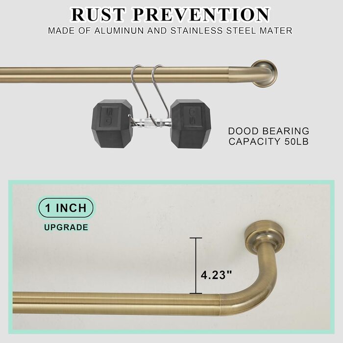 Штанга для штор телеекрану Warmgold, діаметр 2,5 см, регульована штанга для затемнення, алюмінієві кінчики та кріплення, 71–381 см (2 шт. 28–86 см, антична бронза)