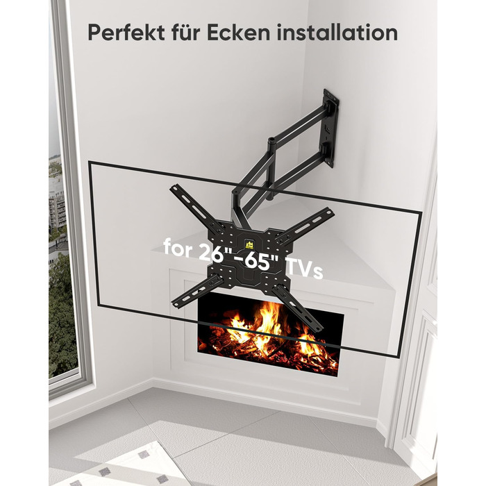 Кронштейн для телевізора FORGING MOUNT поворотний 26-65 дюймів, VESA 400x400, до 35 кг, подовжений 1035 мм