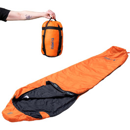 Спальний мішок Tambu Mumienschlafsack 80x210см - компактний, для літа, осені та зими. Підходить для кемпінгу, подорожей, фестивалів. PFC-free (помаранчевий)