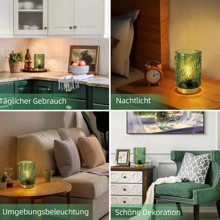 USB-лампа настільна акумуляторна LED, торгова марка MJ PREMIER, зелена, міні. Диммування, сенсорний вимикач, для дому та офісу