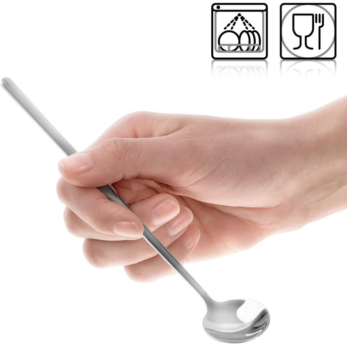 Набір ложок Com-Four® 12 шт. з нержавіючої сталі з довгим руків'ям (17 см) для коктейлів, чаю, кави, молочних коктейлів, матча, холодних напоїв та десертів