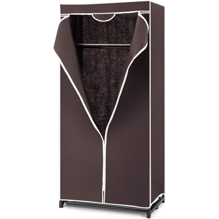 RELAX4LIFE Wardrobe with Metal Frame, Fabric Closet with Large Storage Space, Folding Wardrobe with Cover, Textile Closet with Non-Slip Feet, Folding Clothes Closet Fabric Wardrobe (Coffee Brown)