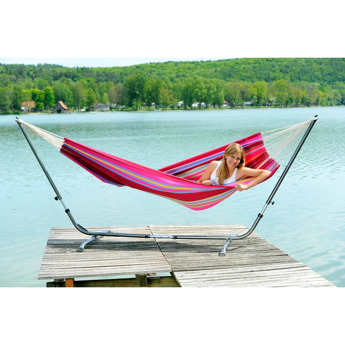 Гамаки AMAZONAS Barbados XL, бавовняний, до 200 кг, 230x150 см, для 1-2 осіб, ручна робота, Бразилія, різнокольоровий (Grenadine)