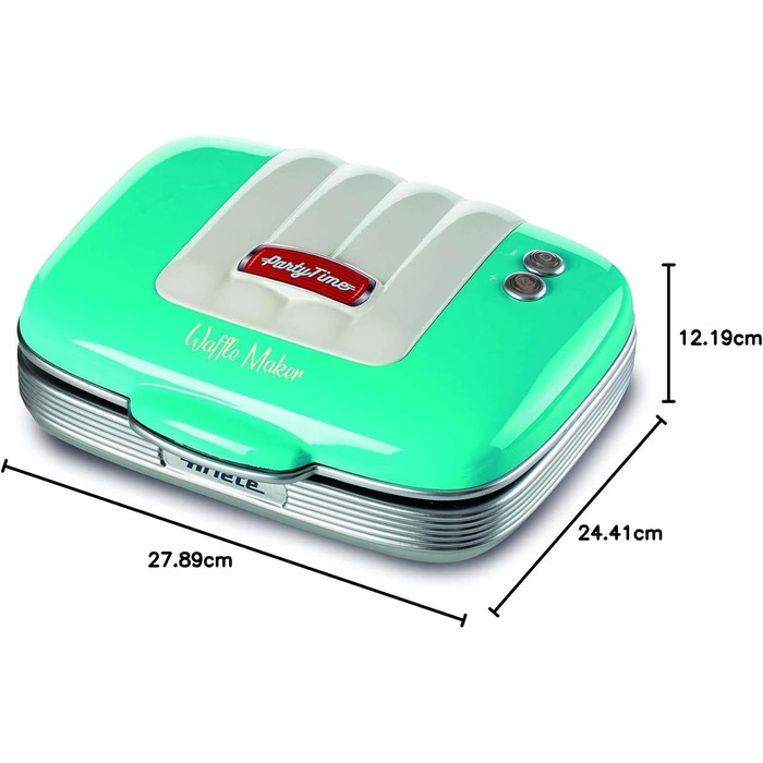 Ariete Party Time 700W Electric Waffle Maker - Non-Stick, Blue