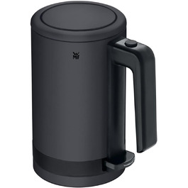 WMF Kitchenminis Mini Travel Kettle Stainless Steel 0.8l, Electric Kettle with Scale Filter, 1800 W, Small Teakettle, Stainless Steel, Black Deep Black