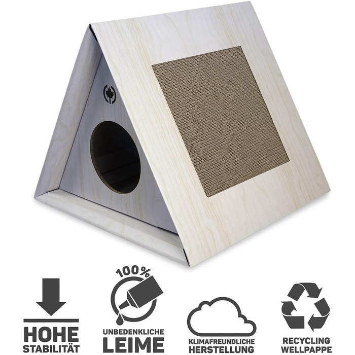 Котяча хатинка-будиночок з картону CanadianCat, сіра, 50x50x44 см, з когтеточкою