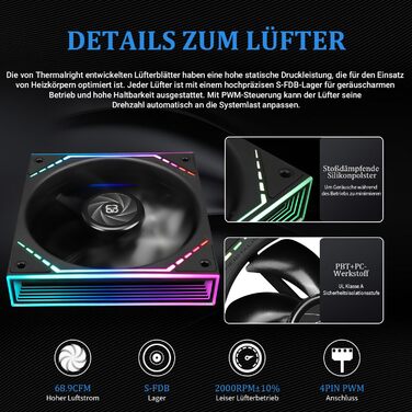 Система водяного охолодження CPU Thermalright Frozen Infinity 240 BLACK з трьома вентиляторами PWM (2000 об/хв) для AM4/AM5, Intel LGA115X/2011/1700/1851