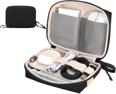 Органайзер для кабелів SIMTOP: компактний кейс для аксесуарів, SD-карт, Powerbank, ідеальний для подорожей, офісу та фотографії, зелений (чорний)