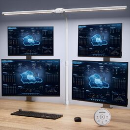 LED лампа настільна EYOCEAN 24W, 80 см з жестами, регулювання яскравості, захист очей для офісу, роботи, читання, архітекторів, дизайнерів (біла)