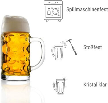 Набір пивних кружок Stölzle Lausitz ISAR, 6 шт., 0,5 л, скло Soda Lime, для миття в посудомийній машині