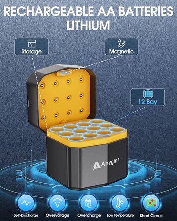 Акумулятори AA літієві перезаряджувані 3600mAh 1.5V з зарядним пристроєм (12 шт.)