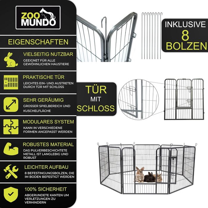 Клітка для цуценят Zoomundo 100 см, XL, чорна: загін для тварин, загін для цуценят, клітка для собак