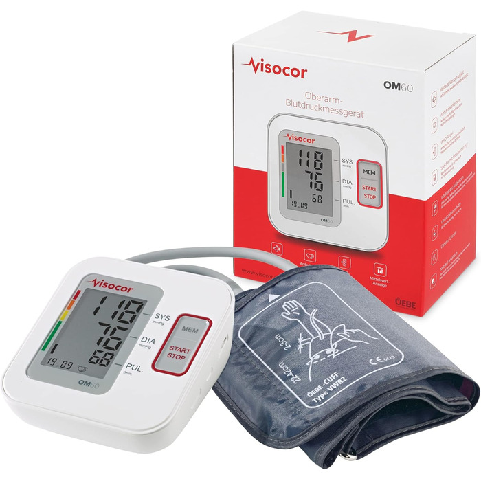 Тонометр на плече Om60 з універсальною манжетою (22-40 см) для автоматичного вимірювання артеріального тиску та пульсу
