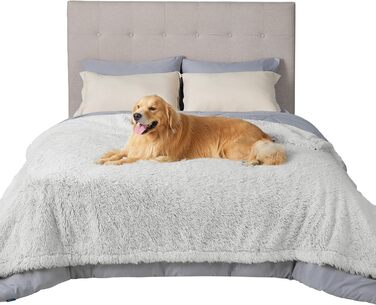 Водонепроникний плед для собак BEDSURE - 100x120 см, довгий плюш, миється, захисний плед для дивану, для собак та котів, сірий (Twin 152x203 см)