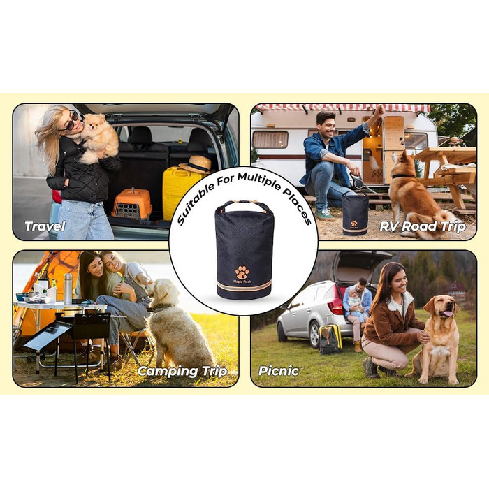 Контейнер для корму для собак, 11.8 кг, 20 л, чорний. Складаний, витримує воду, для подорожей, кемпінгу та дому