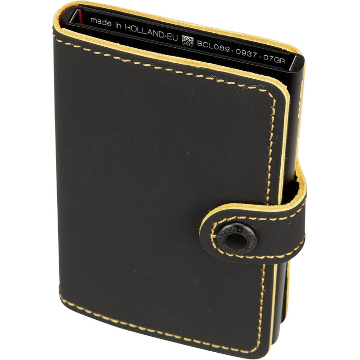 Secrid Miniwallet Matte: Стильний гаманець для жінок та чоловіків, чорно-охровий (10.2 x 6.5 x 2.1 см)