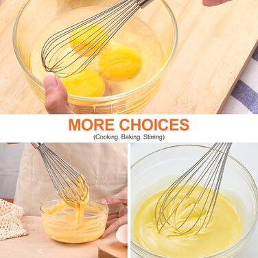 Набір вінчиків Newaner з нержавіючої сталі, 3 шт. (21 см, 26 см, 29 см) для змішування, збивання тіста, яєць, готування мусів. Якісні вінчики для кухні, їдальні, срібного кольору.