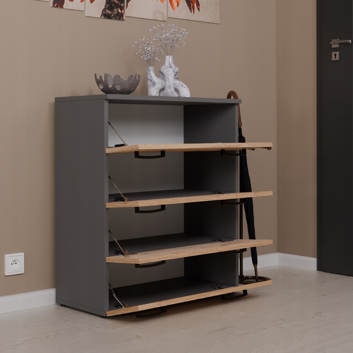 Шафа для взуття Stiv-Meble, 71,2 x 82,9 x 35 см, антрацит, дуб вотан
