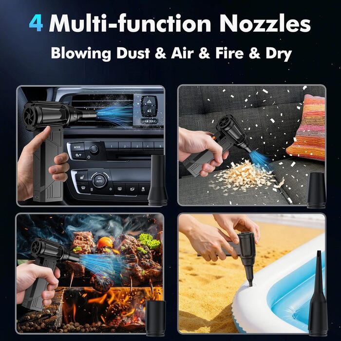 Електричний пилосос IVJ BL08: 4-ступеневий, 180000 об/хв, з акумулятором 10000mAh, USB, для чищення ноутбука, клавіатури, авто та офісної техніки