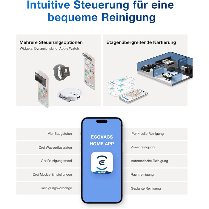 Робот-пилосос ECOVACS DEEBOT T30S PRO з функцією миття, 11000 Па, технологія ZeroTangle, миття гарячою водою 70°C, TruEdge™ для миття країв, акумулятор 6400mAh, AI-уникнення перешкод (T30C OMNI Gen2 W)