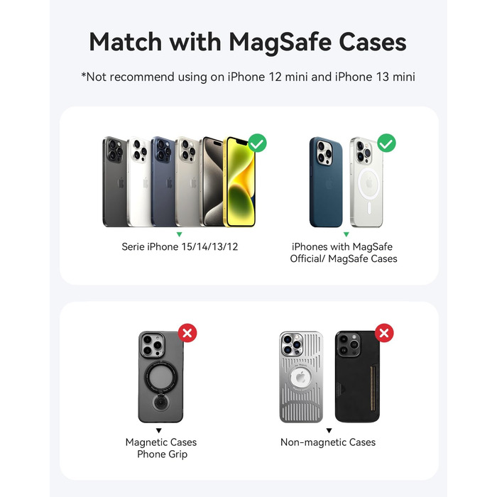 Power Bank Kuulaa Ultra Slim Magsafe, 5000mAh, бездротова зарядка, Type-C, 20W, чорний