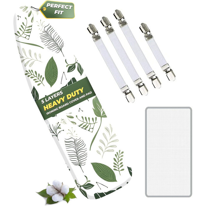 Чохол для прасувальної дошки EcoNour, маленький, білий та зелений