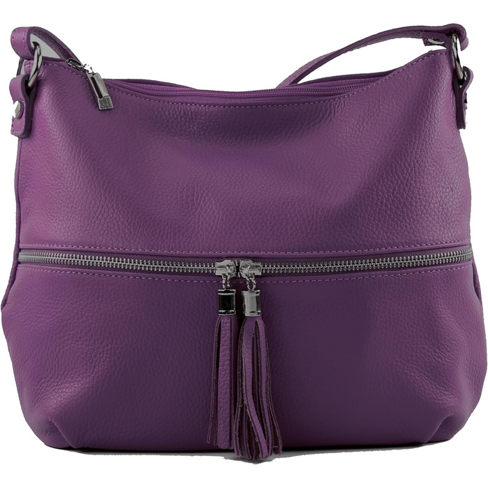 Сумка жіноча шкіряна через плече Modamoda T159, ручної роботи, Італія (Ліловий)