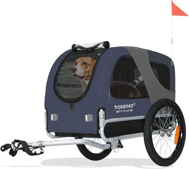 DOGGYHUT® Преміум велопричіп для собак середнього розміру, до 23 кг, синій, складання