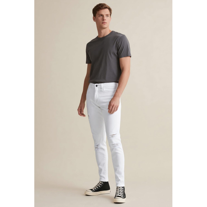 Чоловічі рвані джинси GINGTTO Skinny Stretch Slim Fit (білі, 28W/32L)