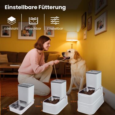Автоматичний кормушка для собак 7L (2 шт.) з нержавіючою чашею, регульована висота, XXL, для середніх та великих собак та Maine Coon, 39 x 23 x 41 см