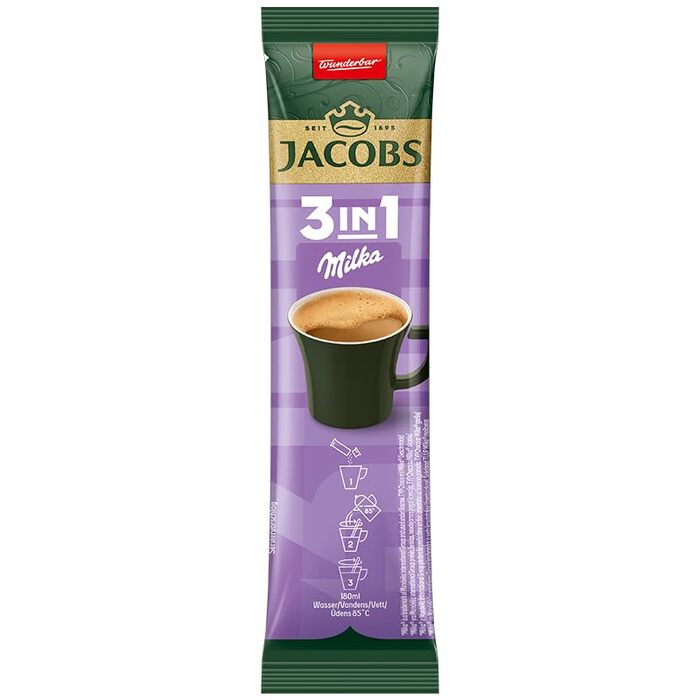 Кава розчинна Jacobs 3в1 зі сливками та цукром, стіки (12х10 шт), 120 порцій, 1.49 кг