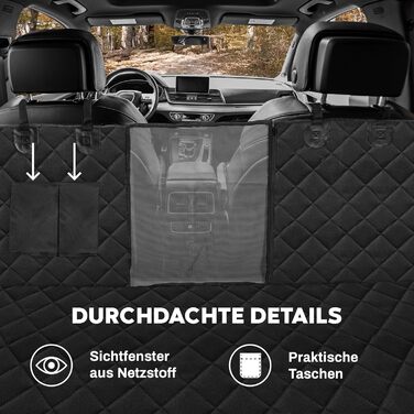 Захист для заднього сидіння автомобіля для собак Hainberger: водовідштовхувальний, анти-царапин, з боковим захистом та віконцем, 137x147 см
