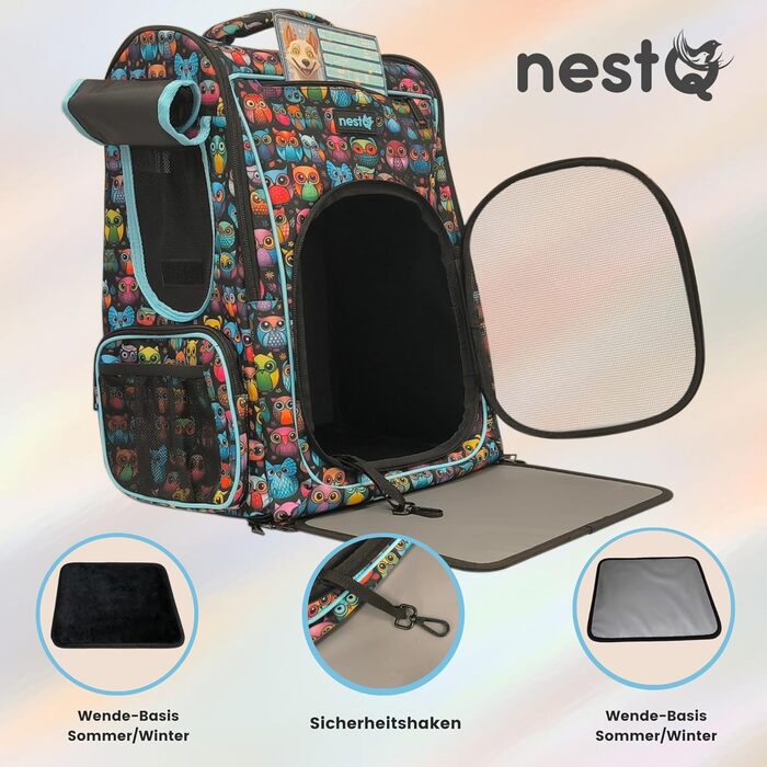 Рюкзак для собак та котів до 5 кг, ергономічний, з вентиляцією, для подорожей (Блакитні Сови)