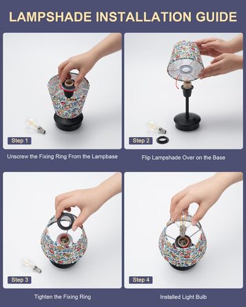 Акумуляторна настільна лампа: портативна, з регулюванням яскравості, для дому та саду. Тканинний абажур, античний метал, квітковий принт