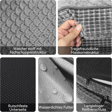 Ортопедичне ліжко для собак середнього розміру Pawk, з чотирибічною подушкою для шиї, з memory foam, водонепроникне, неслизьке, знімне та пральне, сіре, розмір L-L 89 x 63 x 18 см