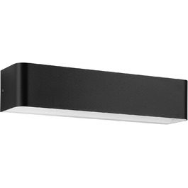EGLO LED Wall Lamp Sania 5, 1-light wall lamp modern, minimalist, wall lighting made of metal in white, plastic in satin finish, LED bathroom lamp warm white, L, IP44 (36.5 cm, Black)
