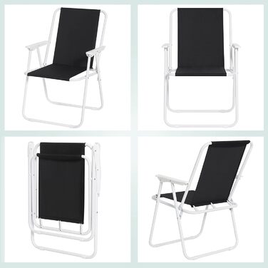 WOLTU Folding Camping Chairs, 2-Pack, Folding Chair, Comfortable Folding Stool, Lightweight Fishing Chair with Armrests for Picnic, Outdoor, Hiking, Garden, Balcony, (Black)