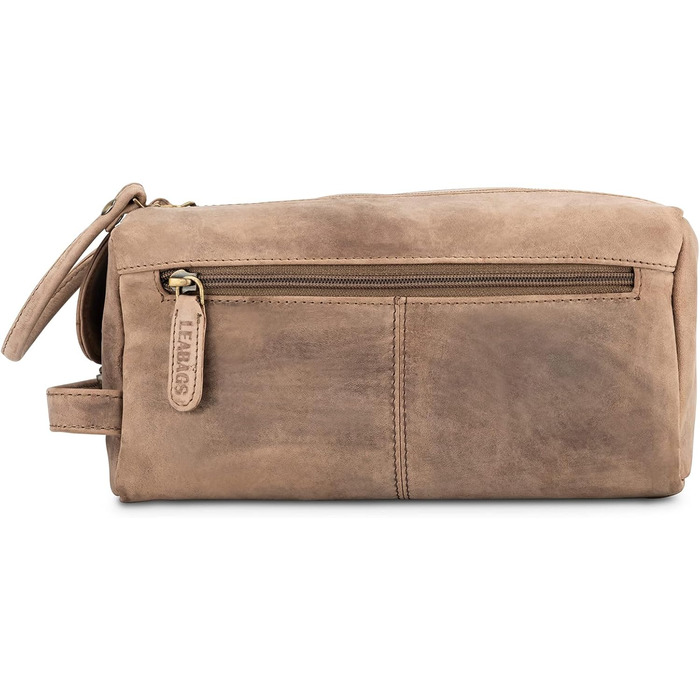 LEABAGS Преміум дорожній косметичний набір з натуральної шкіри для жінок та чоловіків | Культиватор | Vanity Case | Мийний мішечок (Palm Bay, Вінтажний сіро-коричневий)