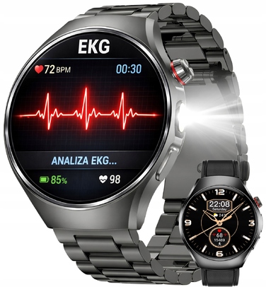 Смарт-годинник Lazird Zegarek з AMOLED-дисплеєм, вимірюванням тиску та рівня глюкози, чорний